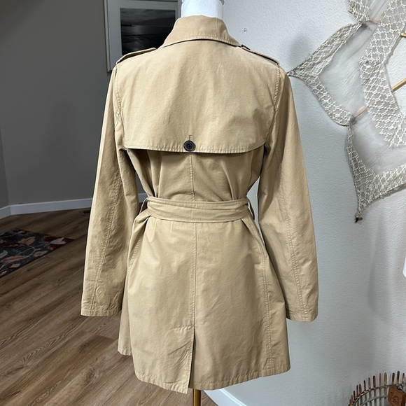Khaki cotton nylon blend trench coat SZ ST - Picture 2 of 8